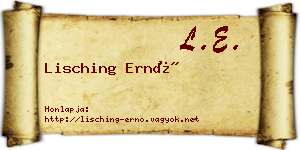 Lisching Ernő névjegykártya